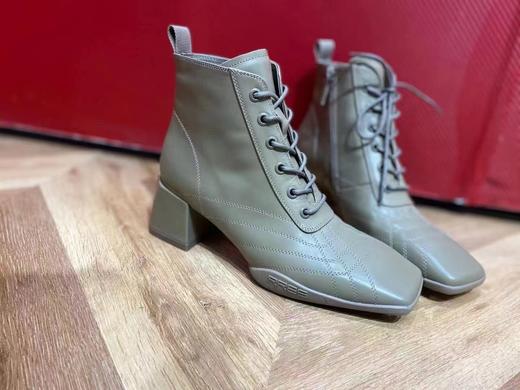 IUIU SECOND 2021冬季新款方头粗跟踝靴 商品图2