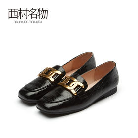 西村名物2021春季新款真皮乐福鞋英伦风懒人小皮鞋平底单鞋T21AM11651
