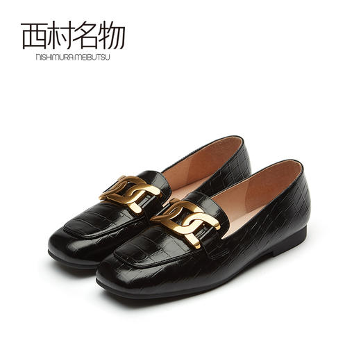 西村名物2021春季新款真皮乐福鞋英伦风懒人小皮鞋平底单鞋T21AM11651 商品图0