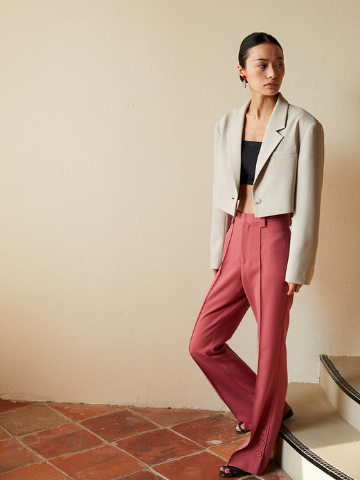 HeyDress短款小西装外套女春季灰色设计感休闲垫肩小西服上衣 商品图4