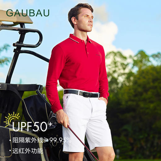 GAUBAU/戈宝红麻高尔夫秋衣服男装长袖T恤golf上衣夏季高端polo衫 商品图2