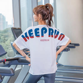 高品质时尚百搭宽松短袖运动上衣女宽松透气罩衫速干T恤瑜伽服短袖夏薄款跑步