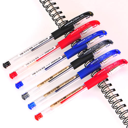 三菱U151办公签字笔财务专用学生考试0.5红蓝黑色水笔速干笔 商品图0