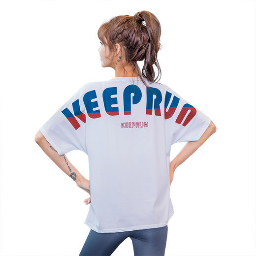 高品质时尚百搭宽松短袖运动上衣女宽松透气罩衫速干T恤瑜伽服短袖夏薄款跑步 商品图4