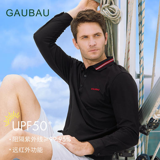 GAUBAU/戈宝红麻新款高尔夫男装长袖T恤polo衫夏季防紫外线运动 商品图0