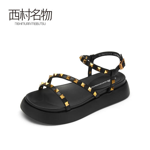 西村名物2021夏季新款仙女风柳丁时装凉鞋女罗马鞋百搭气质T21BG23351 商品图0