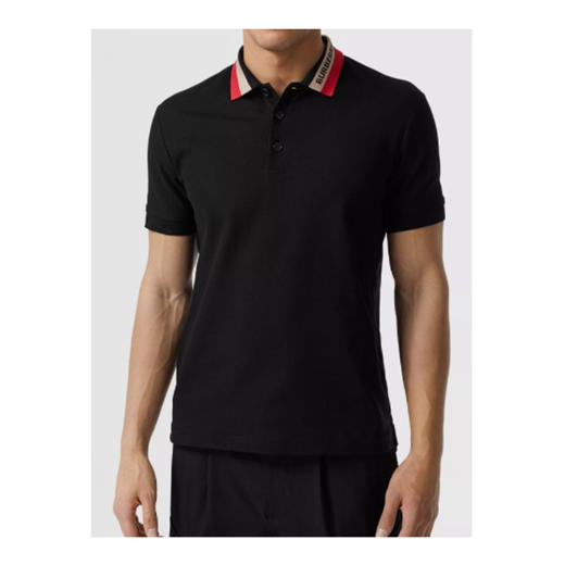 【一】BURBERRY 博柏利 徽标装饰珠地网眼布棉质 Polo 衫 男士短袖T恤 黑色 8039265 A1189 商品图0