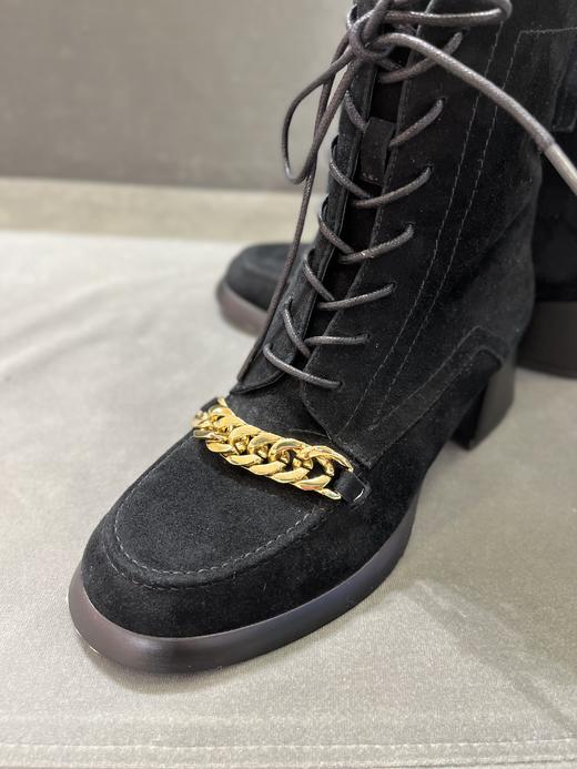 IUIU SECOND 2021冬季新款金属链条粗跟百搭马丁靴 商品图0