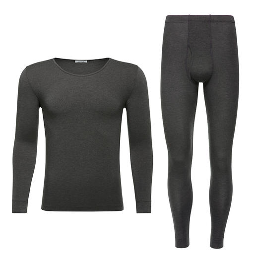 HSIA遐 德绒保暖内衣女薄款圆领弹力修身打底男女士秋衣秋裤套装 商品图3