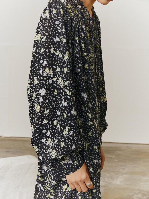 HeyDress法式碎花长袖连衣裙女显瘦收腰不规则温柔气质裙子 商品图4