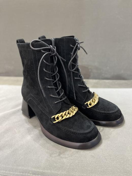 IUIU SECOND 2021冬季新款金属链条粗跟百搭马丁靴 商品图1