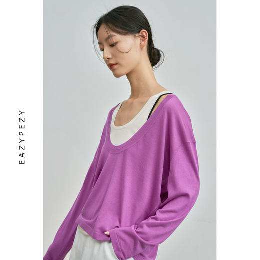 真丝羊绒精纺大U领罩衫 商品图5