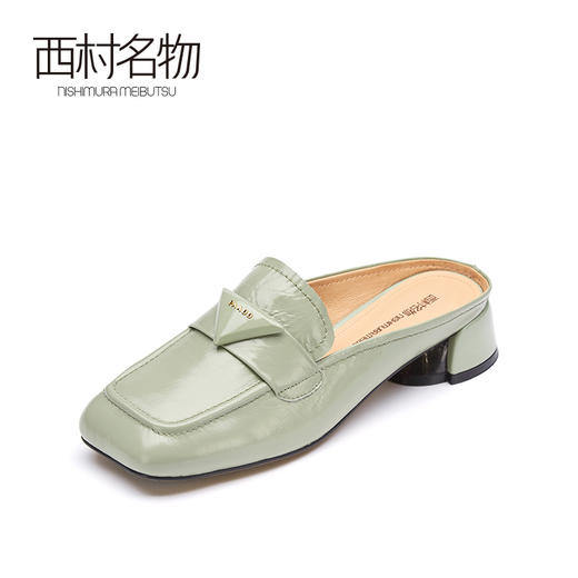 西村名物春季新款懒人包头拖女ins网红时尚方头真皮穆勒凉拖T21AH14101 商品图0