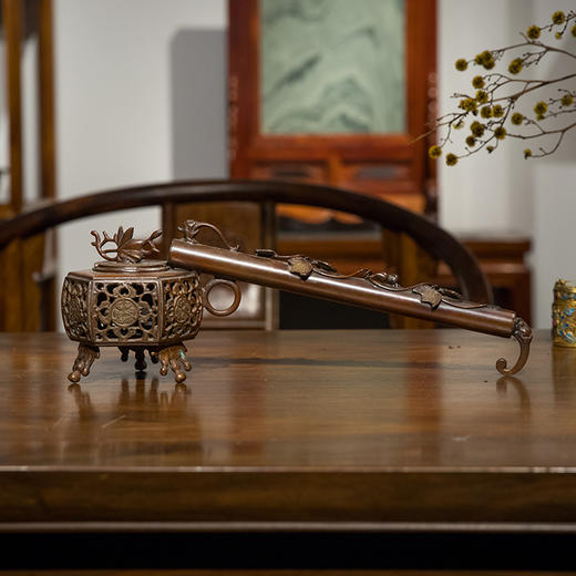 清 铜镂雕葫芦纹暖砚 商品图0