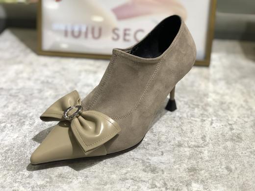 IUIUSECOND 秋季深口高跟鞋牛皮革蝴蝶结尖头女 商品图5