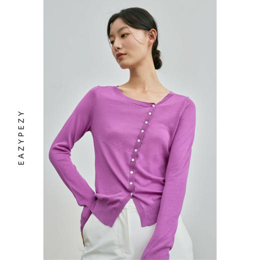EAZYPEZY 真丝羊绒精纺斜襟针织衫 商品图0