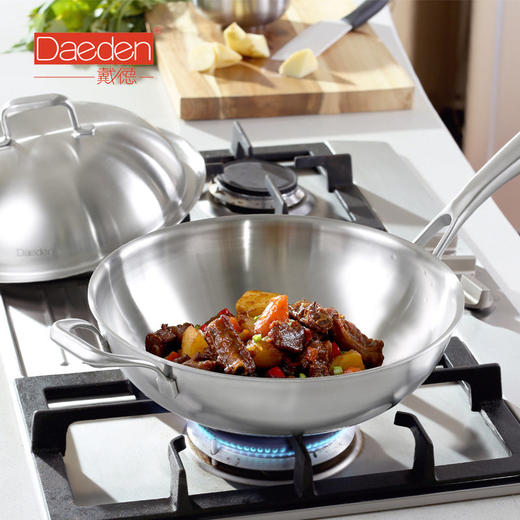 戴德 不锈钢炒锅少油烟锅家用电磁炉燃气炒菜锅 商品图0