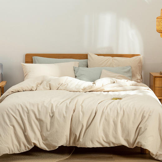 【水洗密细条套件】原棉四件套纯色白色提花水洗棉套件全棉细条纹四件套条纹水洗棉四件套密细条全棉4件套 商品图2