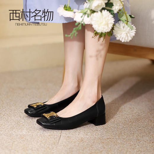 西村名物2021秋季新款珊珊小香风高跟鞋女商场同款气质单鞋T21CE34641 商品图0