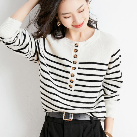 纤束马带扣条纹圆领 GH-2130 商品图2