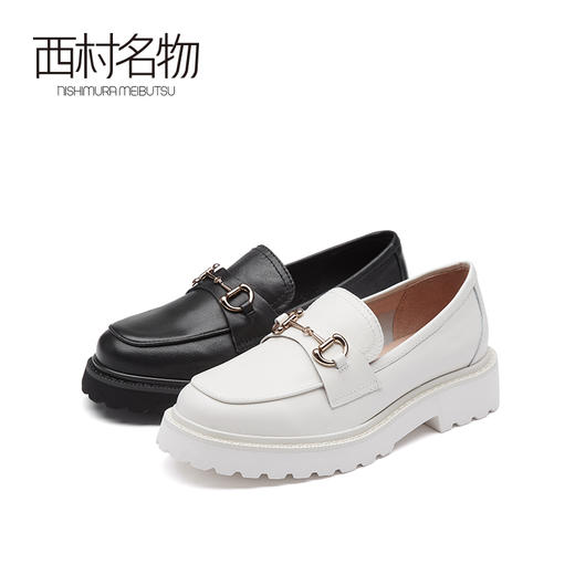 西村名物2021春季新款真皮圆头单鞋深口休闲舒适中跟小皮鞋T21AM11681 商品图0