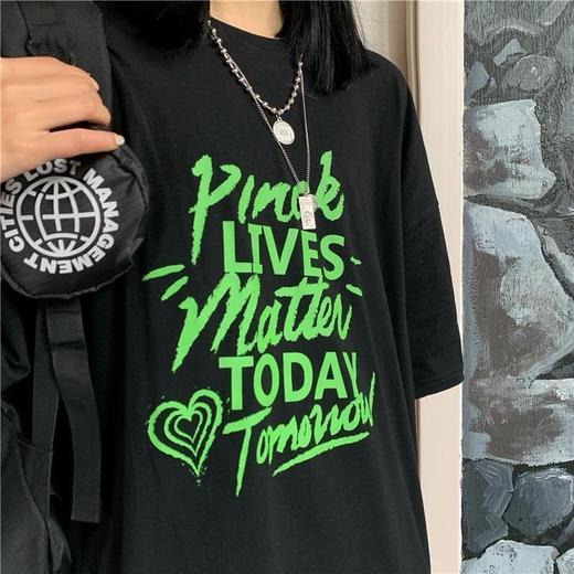 T恤女潮ins港风简约字母宽松短袖夏季2022年新款时尚百搭韩版学生半袖上衣 商品图2