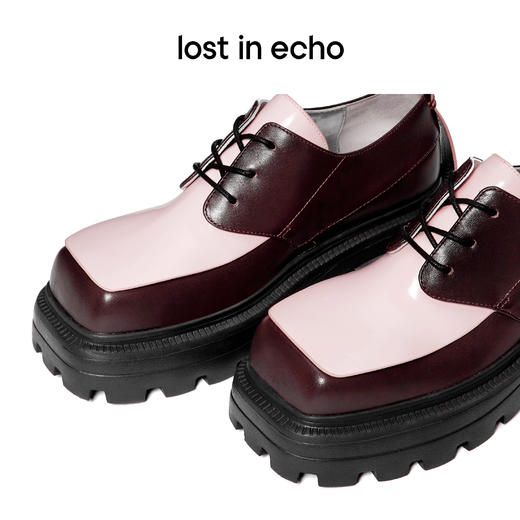 【下架】lost in echo双鞋盖休闲中性撞色方头厚底增高皮鞋西装鞋 商品图2