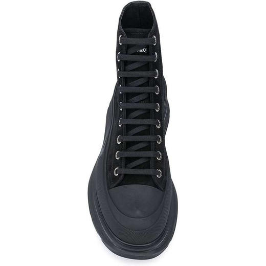 ALEXANDER MCQUEEN 亚历山大麦昆 男士绒面皮革系带厚底靴子短靴 男士休闲鞋 黑色 627206 WHBGU 1081 商品图3