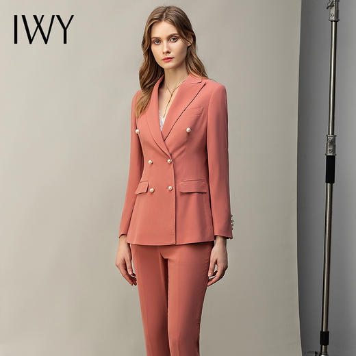 IWY/藕粉色西服套装女秋季播音主持艺考正装高端时尚工作服通勤职业装 CP11383 商品图2