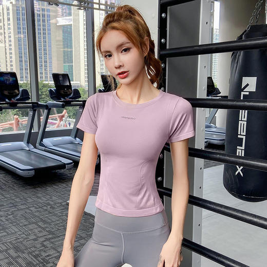 时尚气质T恤瑜伽服短袖女跑步运动健身 字母印标户外跑步健身服T恤 商品图2