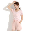 莫代尔居家服睡衣女套装带胸垫条纹女短袖t恤上衣短裤睡裙睡袍bra 商品缩略图4