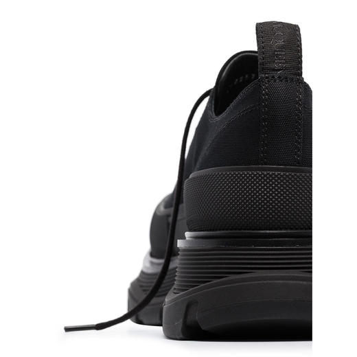 ALEXANDER MCQUEEN 亚历山大.麦昆 男士棉质 Slick 系带 Tread 休闲运动鞋 黑色 604257 W4MV2 1000 商品图3
