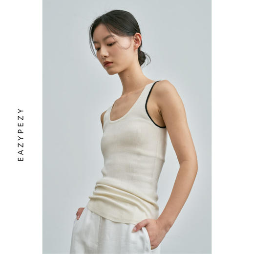 EAZYPEZY 真丝羊绒精纺圆摆背心 商品图1