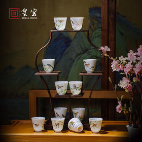 【皇窑】宋代雅玩 手绘珐琅彩十二珍禽杯