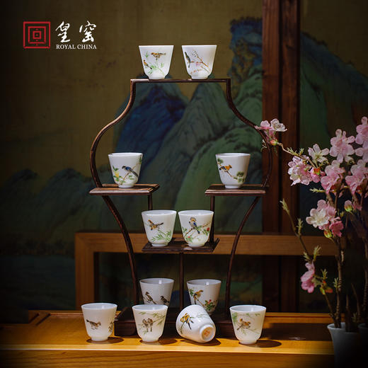 【皇窑】宋代雅玩 手绘珐琅彩十二珍禽杯 商品图0