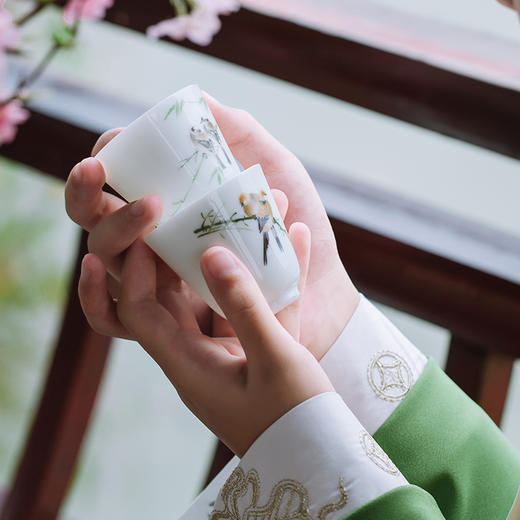 【皇窑】宋代雅玩 手绘珐琅彩十二珍禽杯 商品图2