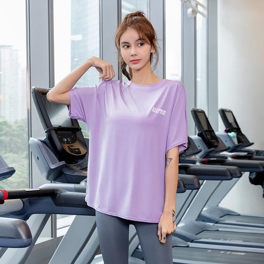 高品质时尚百搭宽松短袖运动上衣女宽松透气罩衫速干T恤瑜伽服短袖夏薄款跑步 商品图2