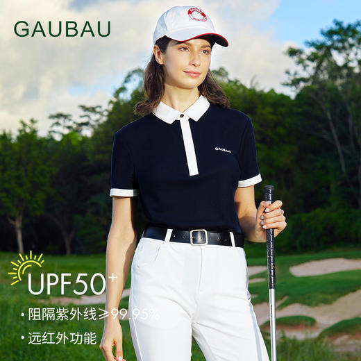 GAUBAU/戈宝红麻夏季新品高尔夫女装衣服短袖T恤休闲女士polo衫 商品图1