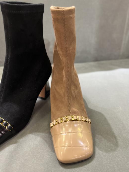 IUIU SECOND 2021冬季新款时尚拼接方头粗跟短靴 商品图4