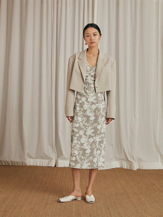 HeyDress短款小西装外套女春季灰色设计感休闲垫肩小西服上衣 商品图1