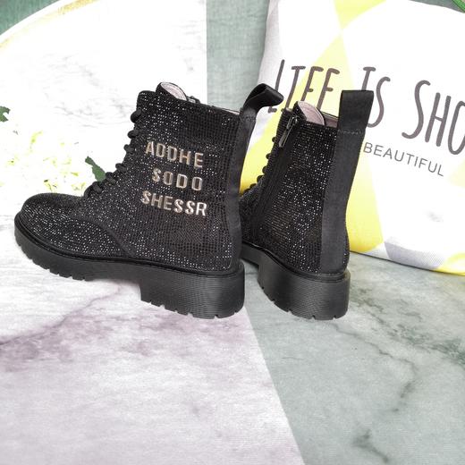 IUIU SECOND 时尚水钻马丁靴绑带短靴 商品图2