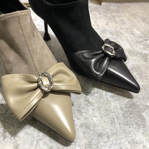 IUIUSECOND 秋季深口高跟鞋牛皮革蝴蝶结尖头女 商品图1