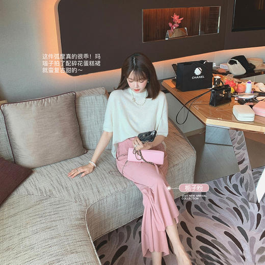 【金蘑菇菇 9分糯米裤】小个子阔腿垂感针织九分休闲裤 商品图0