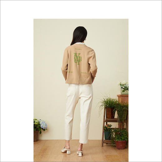 YINER音儿2022春新款字母提花V领针织开衫外套8c32106360 商品图3