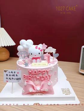 1027CAKE |Hello Kitty 小公主粉色系 翻糖蝴蝶结装饰