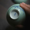 忘言造物碧叶垂清露茶碗绿地青花手绘秋葵内诗文描金盖碗 容量120ml 口径8.8cm 高8.2cm 商品缩略图3