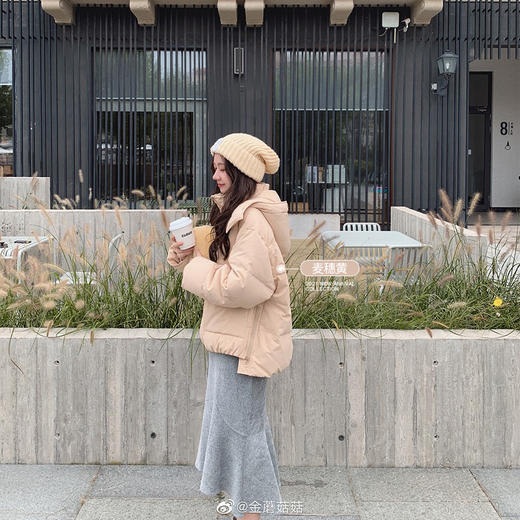 福利 金蘑菇菇【挪威小白熊】麦穗黄M码 可拆卸帽子～实穿轻便短款羽绒服 商品图0