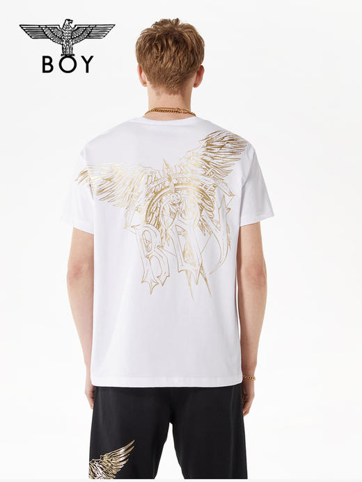 BOYLONDON短袖T恤男女同款22春夏新品烫金印花街头风上衣B221NO100101 商品图1