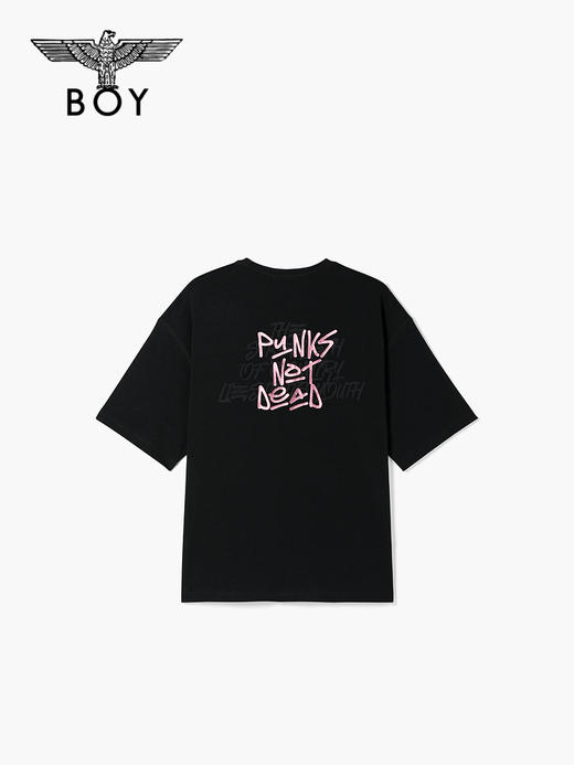 BOYLONDON男女同款22春季新品经典基础款紫金印花短袖T恤B221N0100902 商品图1