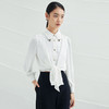 EITIE爱特爱春季新款设计感金属装饰复古气质系带白衬衫A2209913 商品缩略图2